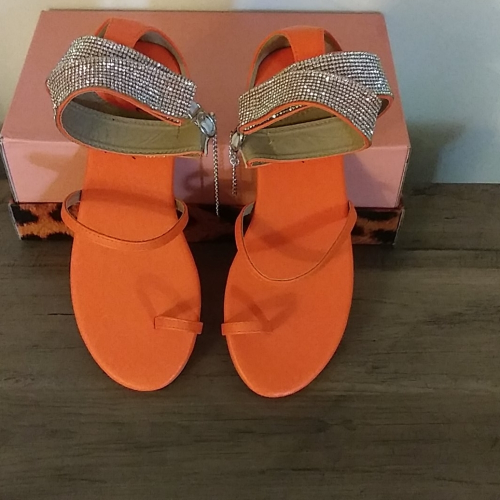 Nice Neon Orange Open Toe Sandals